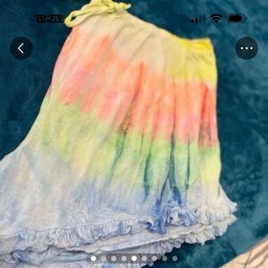 Tie-Dye Ruffle pjs with tank top matching- Pastel Rainbow like new